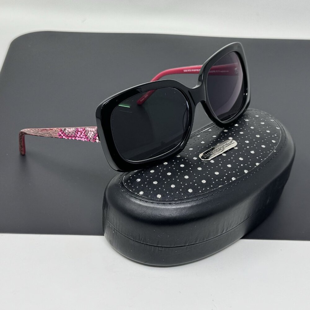 Jimmy Crystal New York Made w/ Swarovski Eyeglasses Oversized JCS113 Black Pink